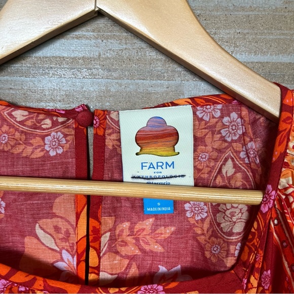 Farm Rio Anthropologie Printed Cut Out Tiered Hem Dress Boho Western Womens S - Picture 4 of 9